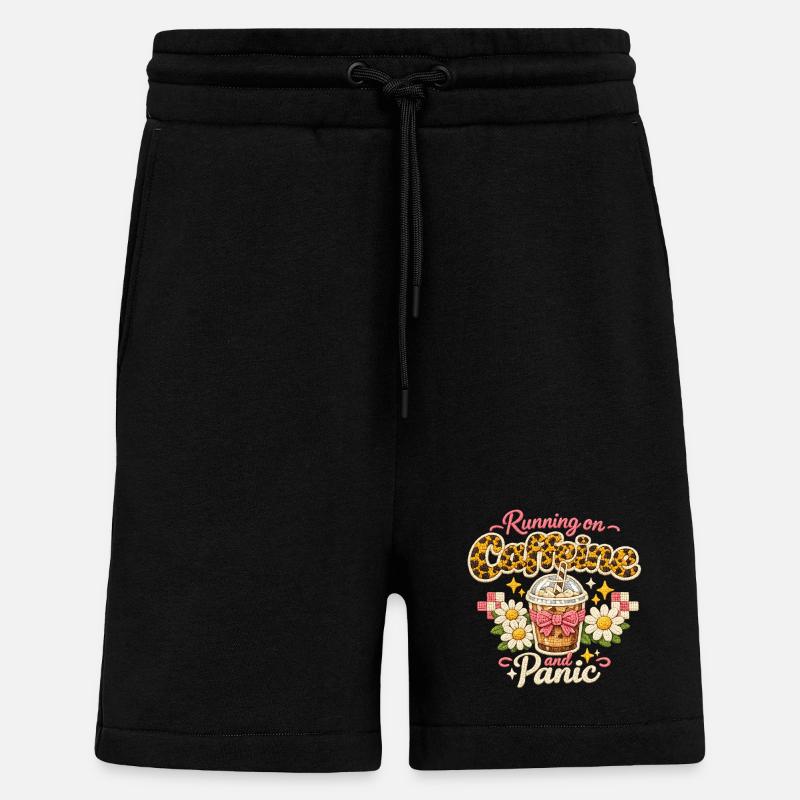 Running on Coffee and Panic - Shorts - made by SPREAD - SOLID BLACK