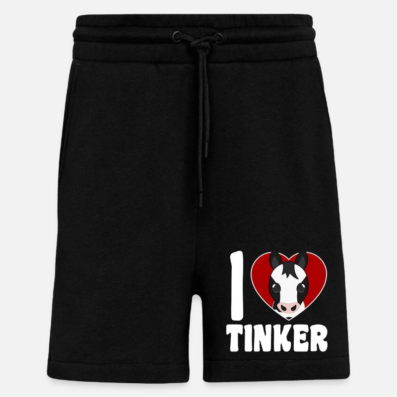 Ich liebe Tinkerpferde - Herz - Shorts - made by SPREAD - SOLID BLACK