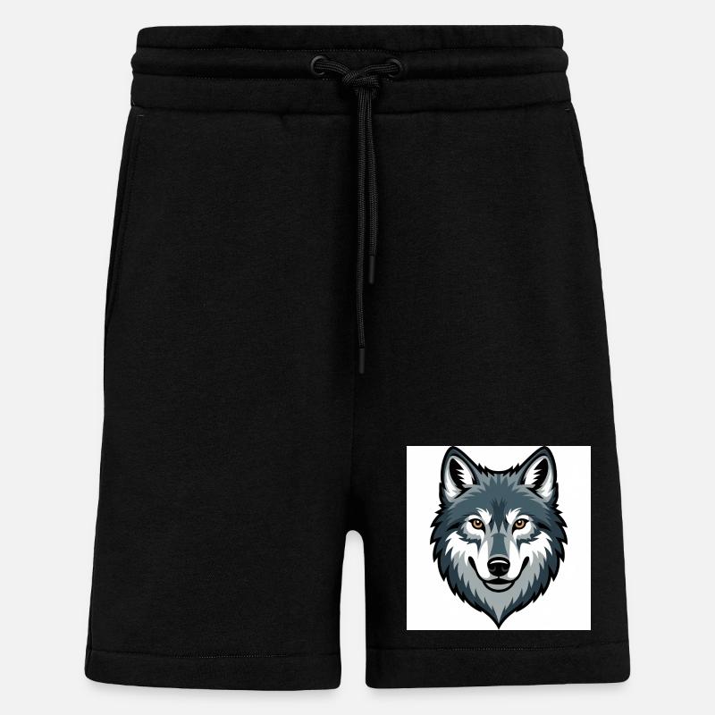 Wolf Head – stylized illustration - Shorts - made by SPREAD - SOLID BLACK