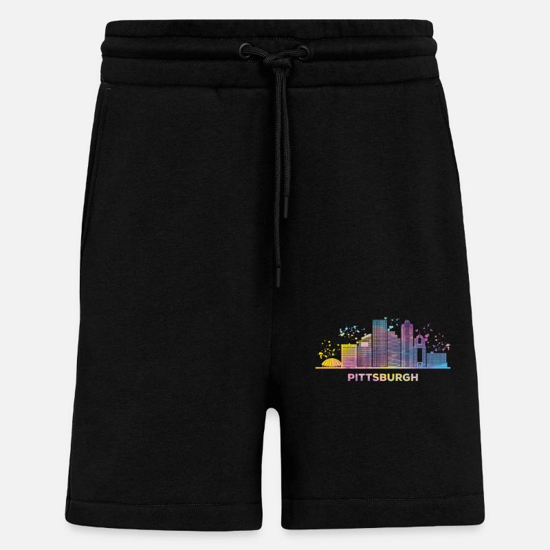 Pittsburgher Skyline Pittsburgh - Short bio décontracté fabriqué en UE - SOLID BLACK