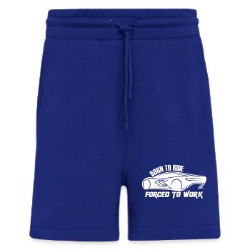 Né pour rouler - Forcé de travailler - Short bio décontracté fabriqué en UE - Iconic Blue - Devant