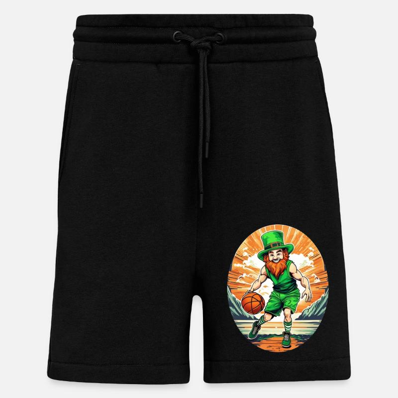 Basket-ball Trèfle de la Saint-Patrick - Short bio décontracté fabriqué en UE - SOLID BLACK