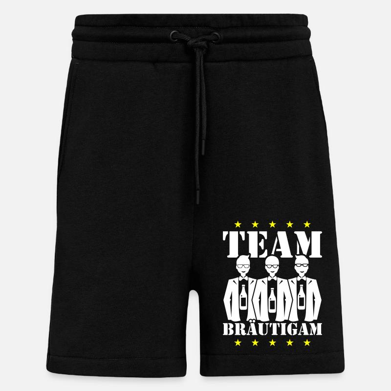 Marié Equipe Bachelor, Mariage - Short bio décontracté fabriqué en UE - SOLID BLACK
