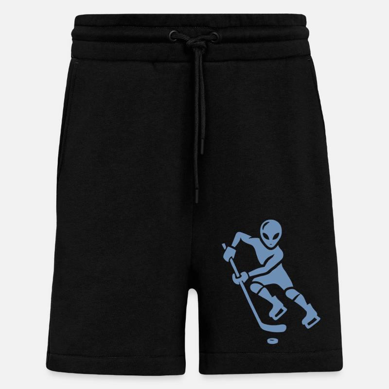 Alien Eishockeyspieler Silhouette minimalistisch - Shorts - made by SPREAD - SOLID BLACK