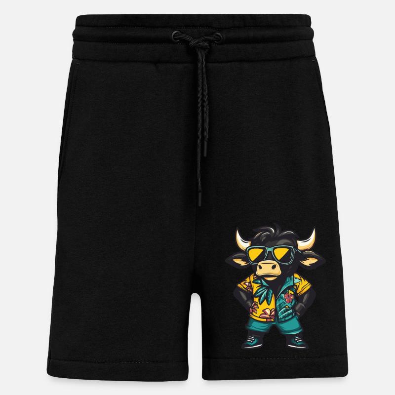 Stier Comic Lustig Sommer - Shorts - made by SPREAD - SOLID BLACK