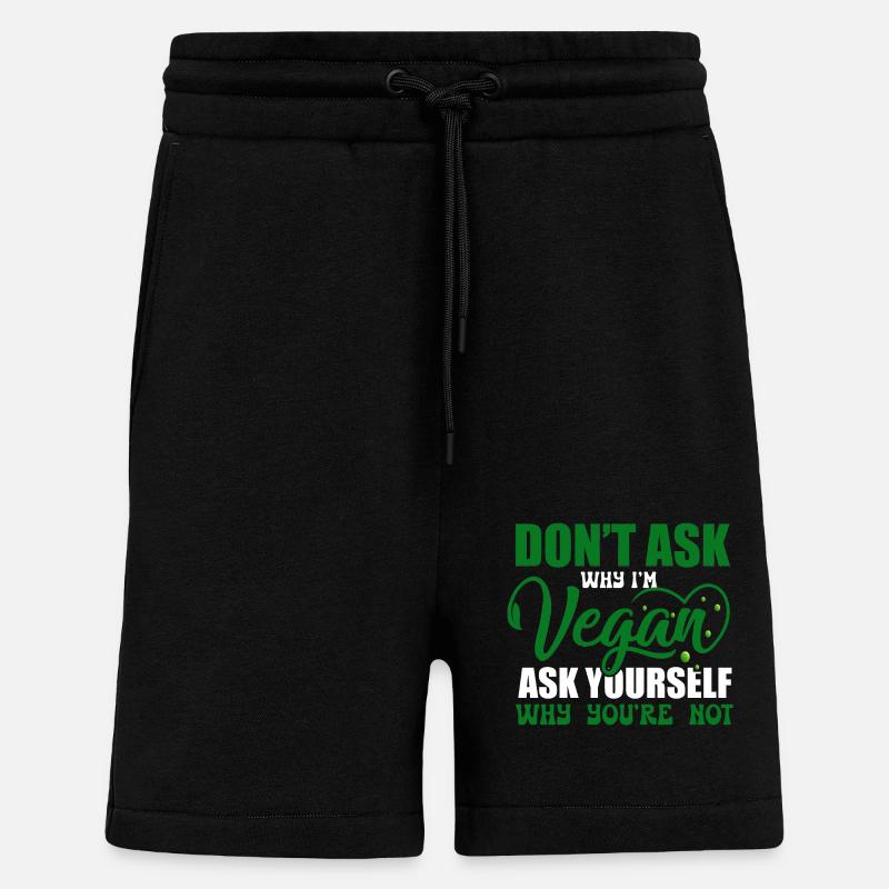 Véganisme végétalien - Short bio décontracté fabriqué en UE - SOLID BLACK