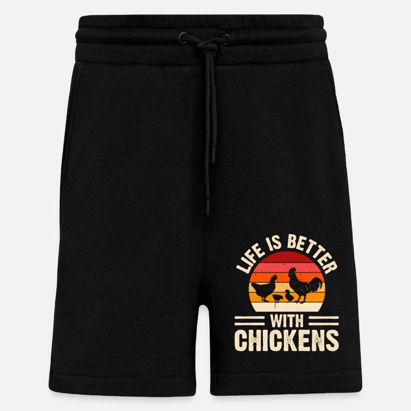 Hühner Huhn - Shorts - made by SPREAD - SOLID BLACK