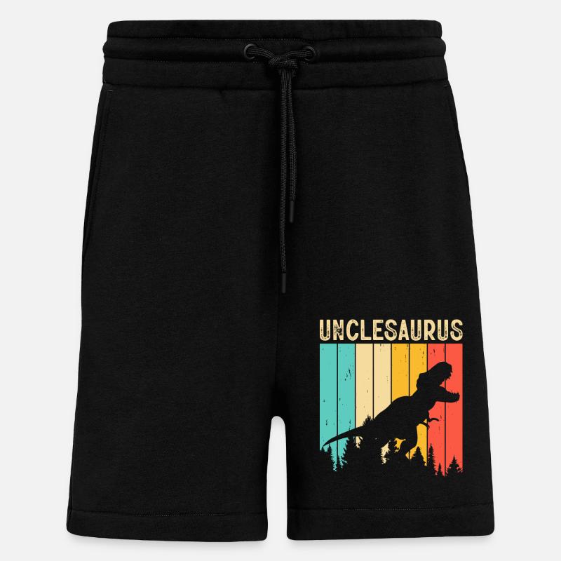 Oncle T Rex Onkelsaurus - Short bio décontracté fabriqué en UE - SOLID BLACK