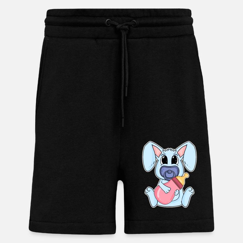 Motif de bébé lapin - Short bio décontracté fabriqué en UE - SOLID BLACK