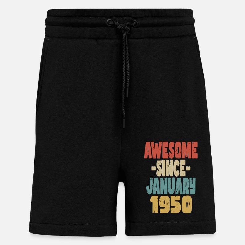 Génial janvier 1960 - Short bio décontracté fabriqué en UE - SOLID BLACK