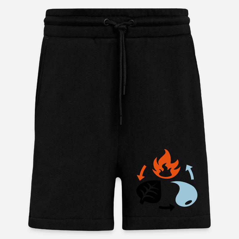 Feu, eau, éléments végétaux - Short bio décontracté fabriqué en UE - SOLID BLACK