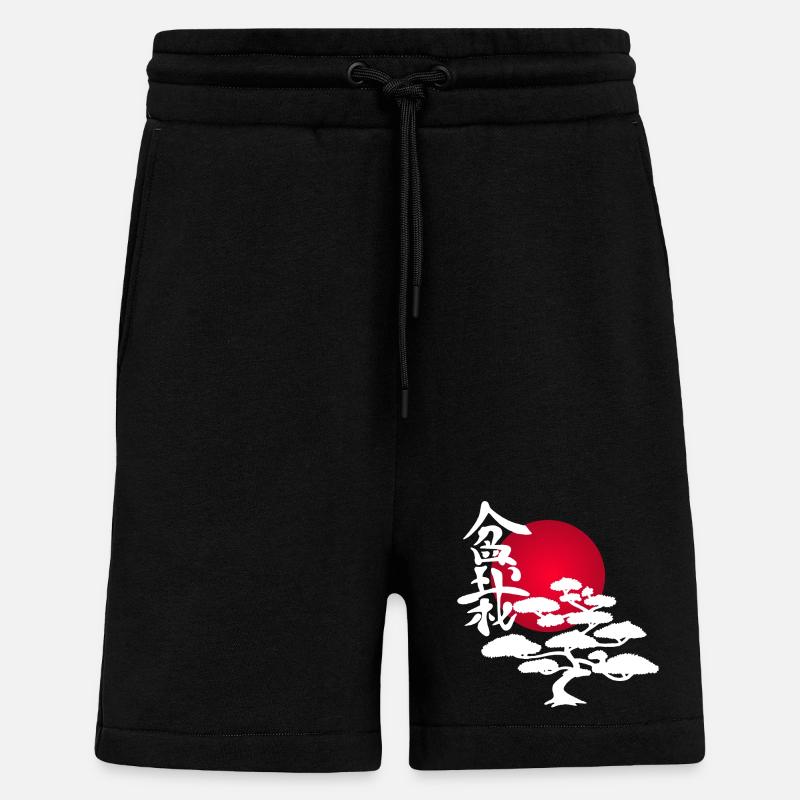 Weißer Baum und rote Sonne - Shorts - made by SPREAD - SOLID BLACK