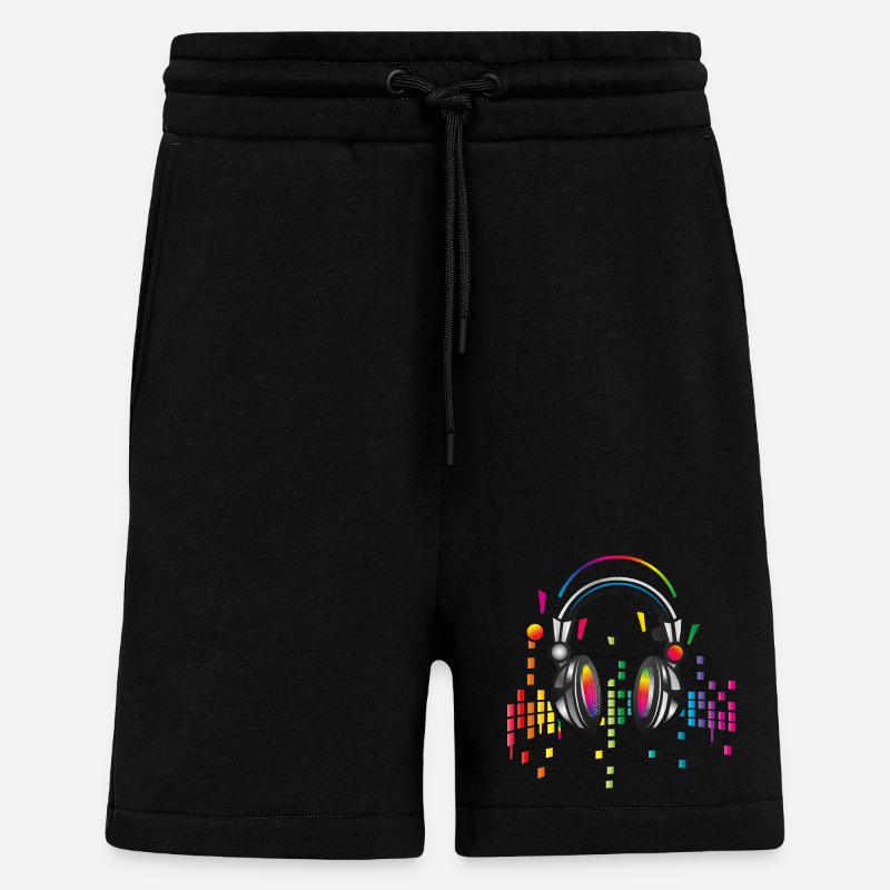 Kopfhörer mit bunter Equalizer Zeichnung - Shorts - made by SPREAD - SOLID BLACK