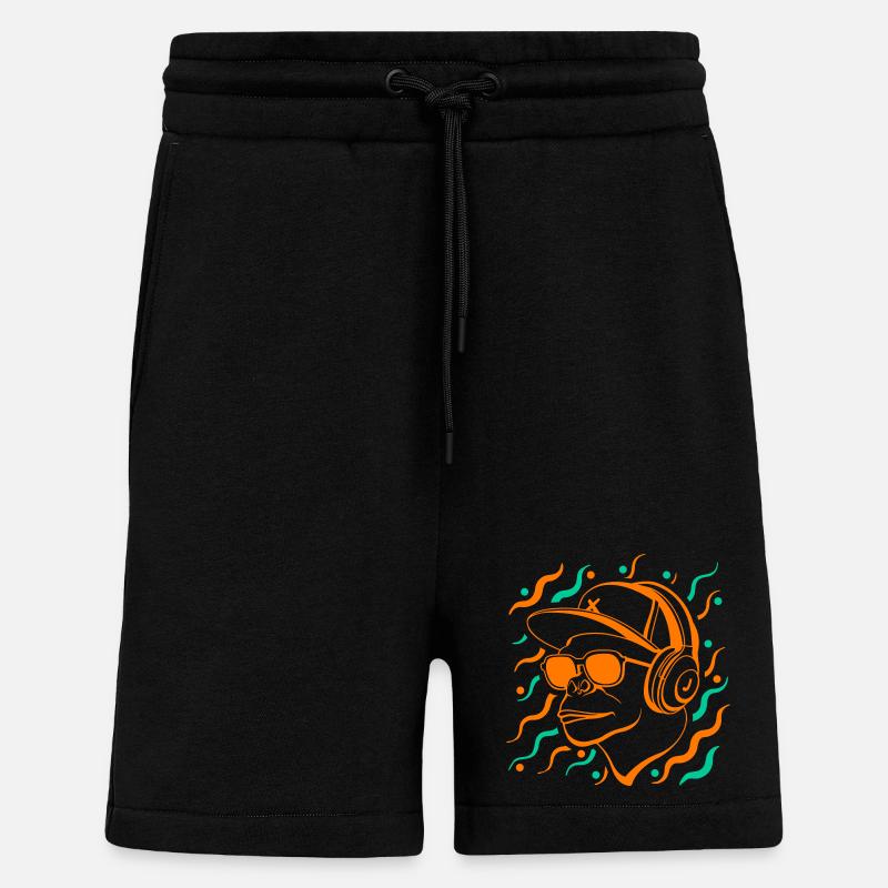 Coole Affe mit Kopfhörern - Shorts - made by SPREAD - SOLID BLACK