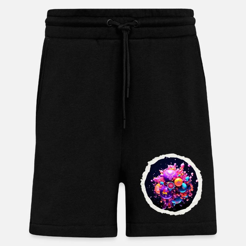 Bulles funky cosmiques - Short bio décontracté fabriqué en UE - SOLID BLACK