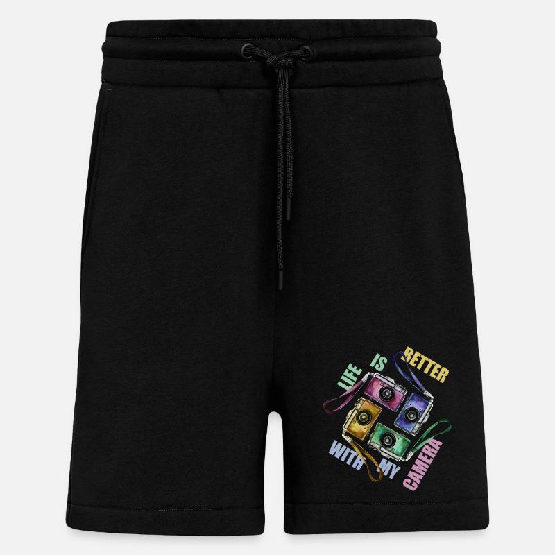Life is better with my camera - Shorts - made by SPREAD - SOLID BLACK