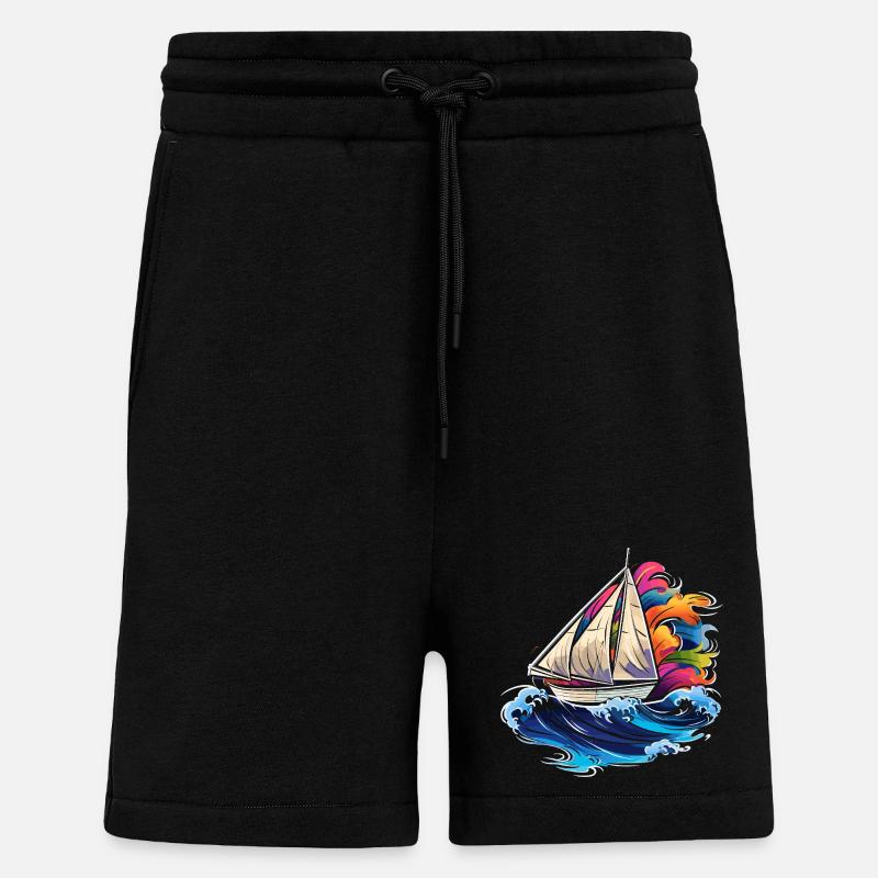 Sailing Synthwave - Shorts - made by SPREAD - SOLID BLACK