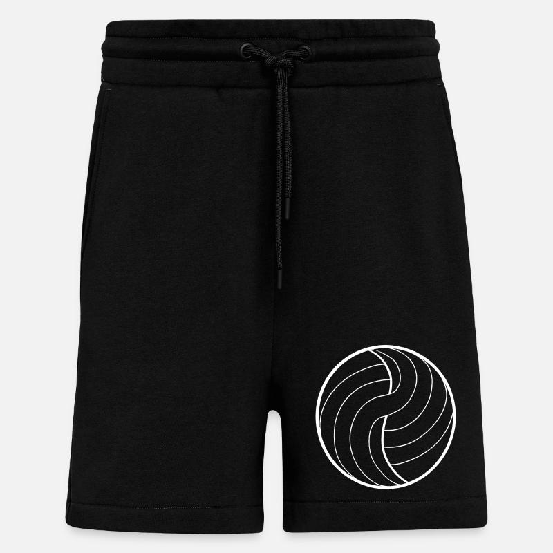 Dessin au trait de volley-ball - Short bio décontracté fabriqué en UE - SOLID BLACK