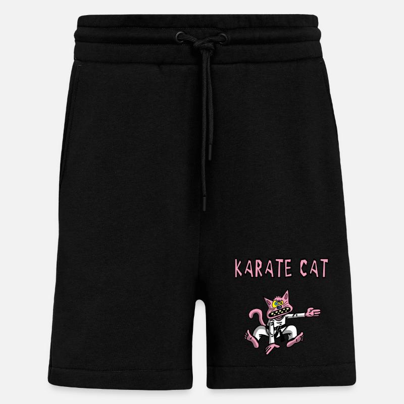 Karate und rosa Katze - Shorts - made by SPREAD - SOLID BLACK