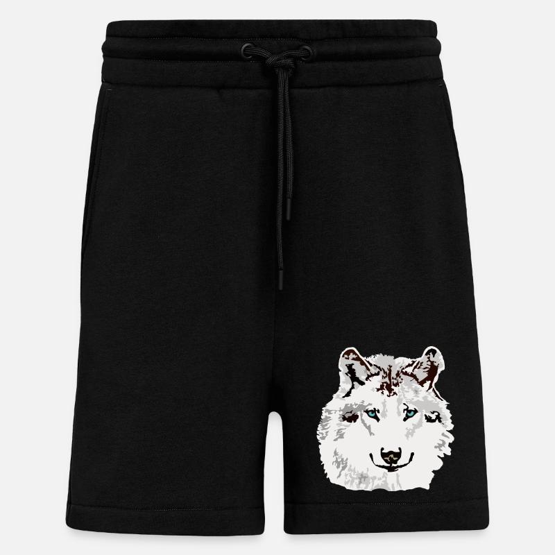 White wolf blue eyes - Shorts - made by SPREAD - SOLID BLACK