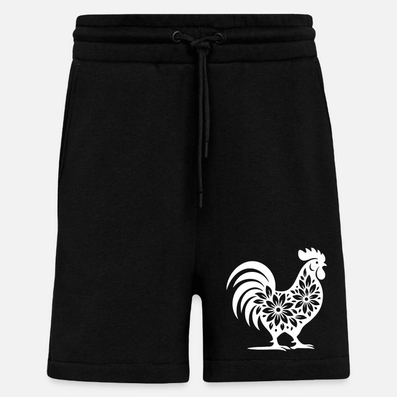 Blumen Folk Hahn Design - Shorts - made by SPREAD - SOLID BLACK