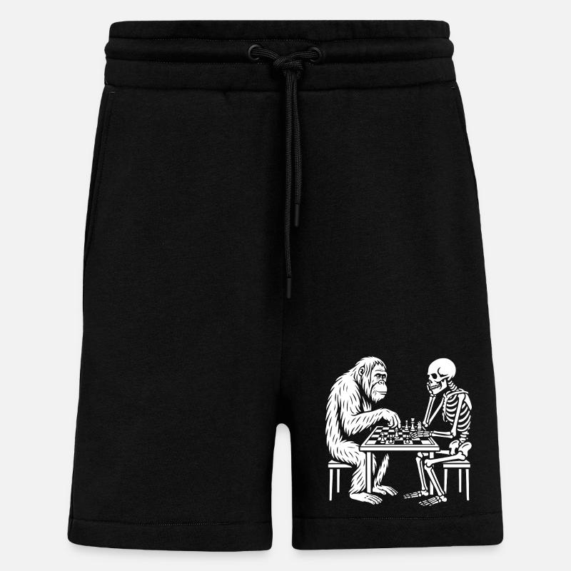 Primate vs Skeleton Chess Duel - Shorts - made by SPREAD - SOLID BLACK