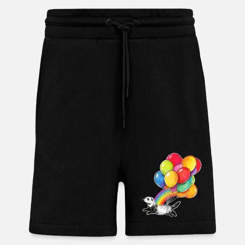 Frettchenballons und Regenbogen - Shorts - made by SPREAD - SOLID BLACK