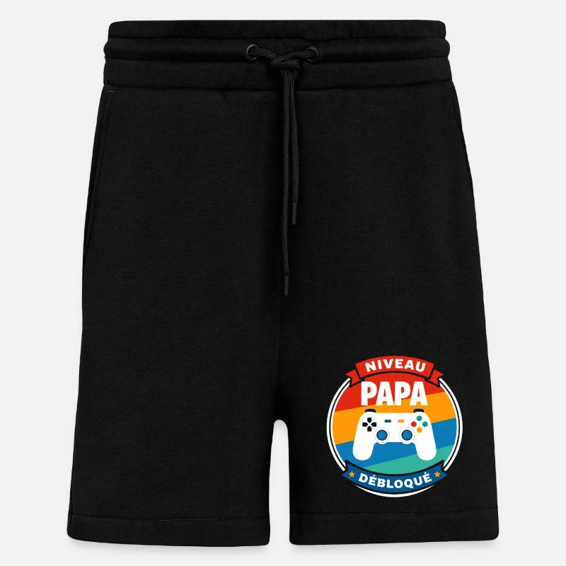 Papa-Level Entsperrtes Abzeichen - Shorts - made by SPREAD - SOLID BLACK