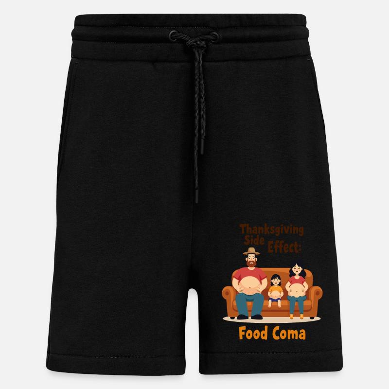 Coma alimentaire de Thanksgiving - Short bio décontracté fabriqué en UE - SOLID BLACK