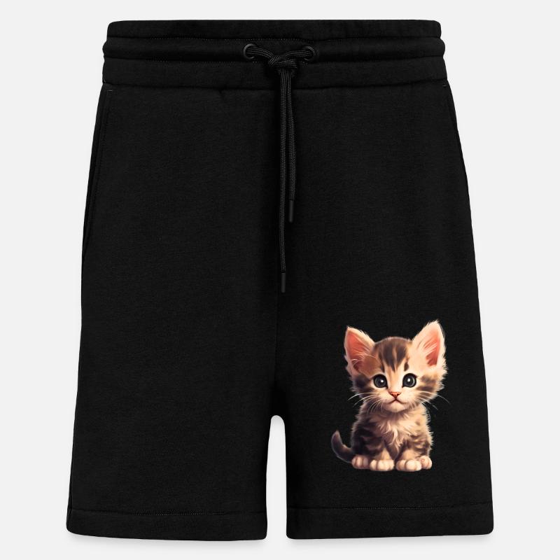 Petit chaton - Short bio décontracté fabriqué en UE - SOLID BLACK