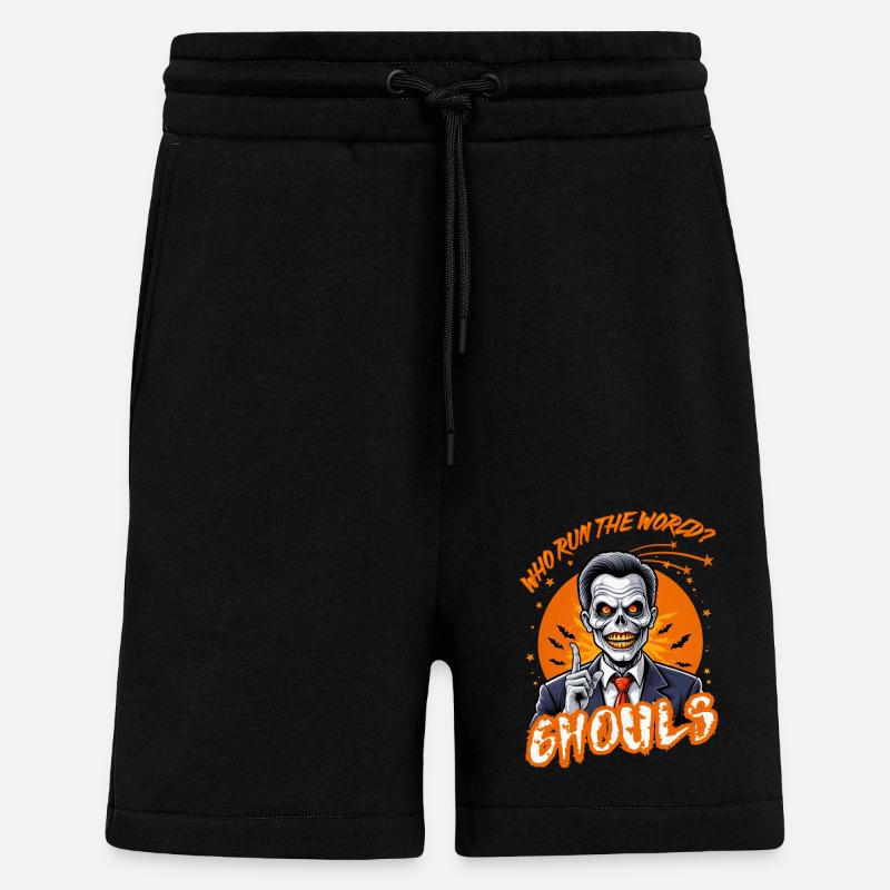 Qui dirige le monde ? Goules - Short bio décontracté fabriqué en UE - SOLID BLACK