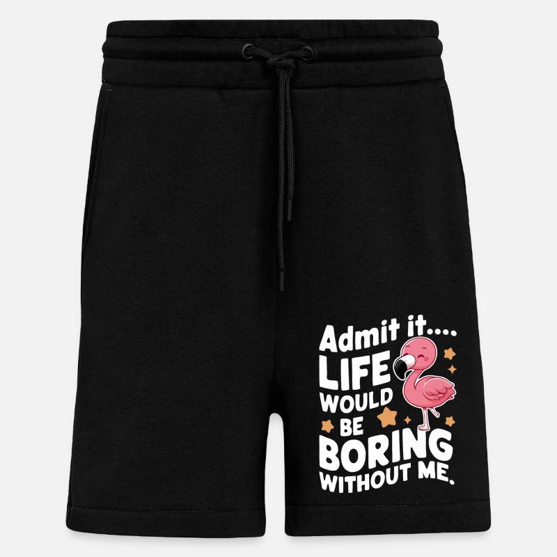 Flamingo Tier Rosa - Shorts - made by SPREAD - SOLID BLACK