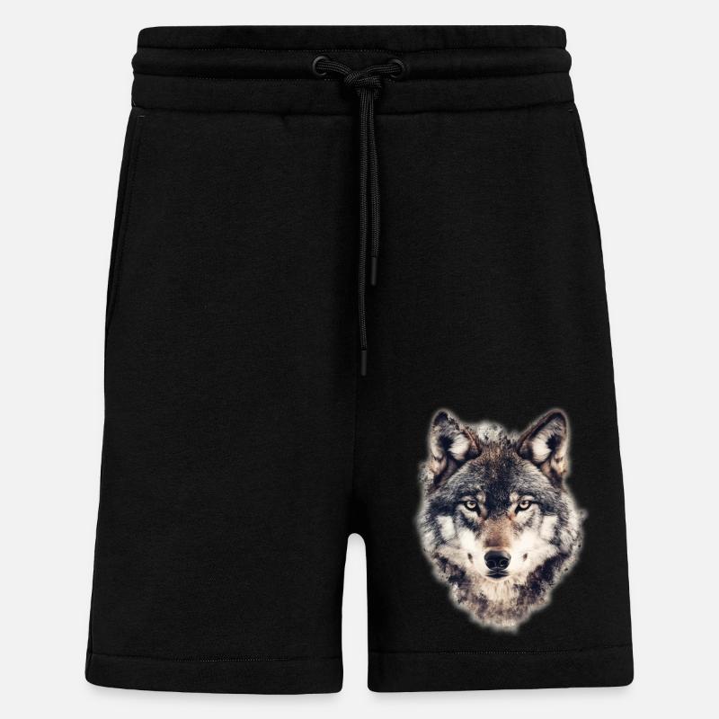 Visage de loup - Short bio décontracté fabriqué en UE - SOLID BLACK