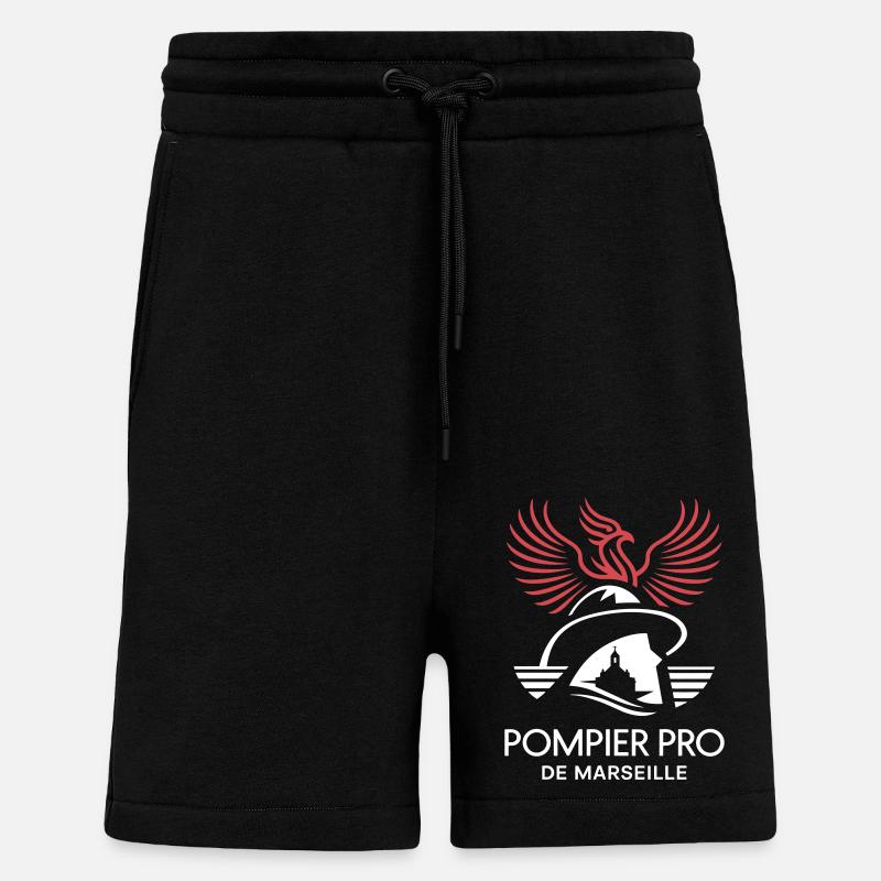 Pompier Pro de Marseille - Short bio décontracté fabriqué en UE - SOLID BLACK