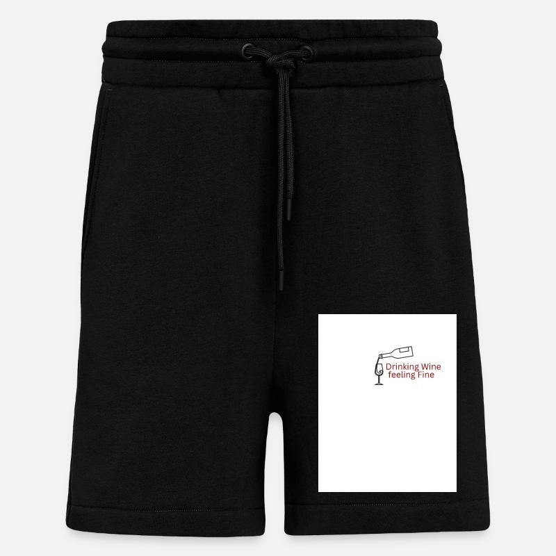 Drinking Wine feeling Fine - Shorts - made by SPREAD - SOLID BLACK