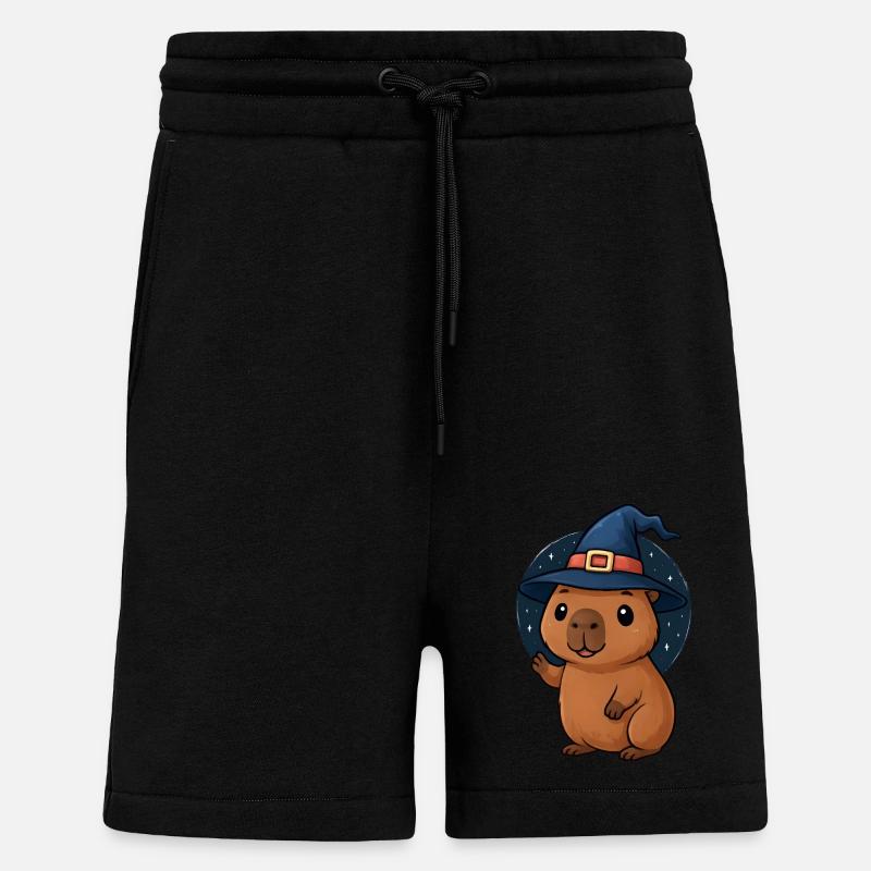 Halloween Capybara Wizard Costume Gift - Shorts - made by SPREAD - SOLID BLACK