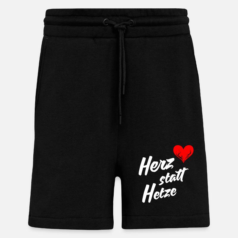 Herz statt Hetze - Shorts - made by SPREAD - SOLID BLACK