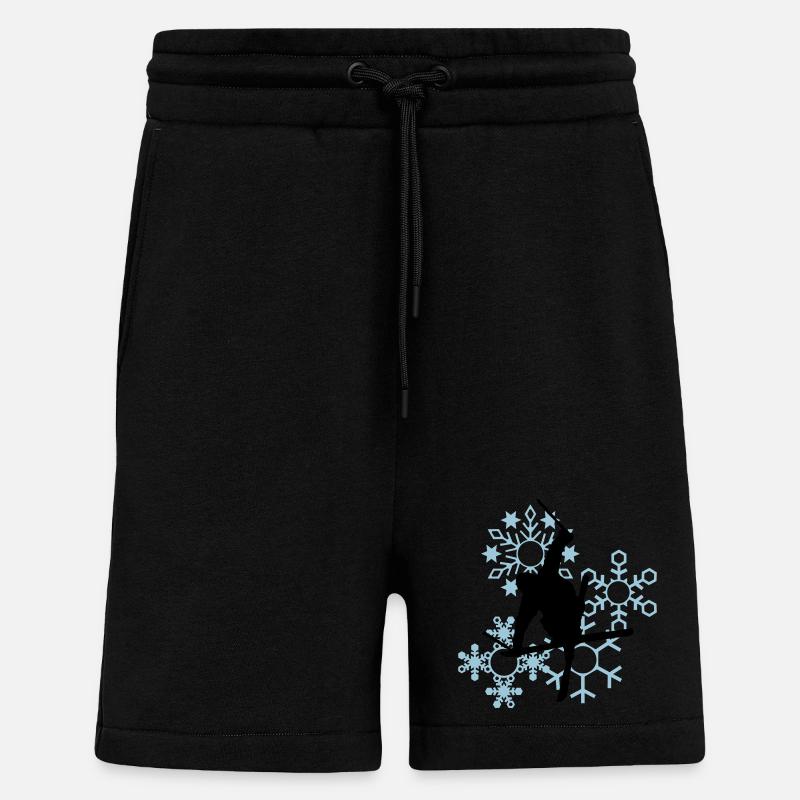Skis avec flocons de neige - Short bio décontracté fabriqué en UE - SOLID BLACK