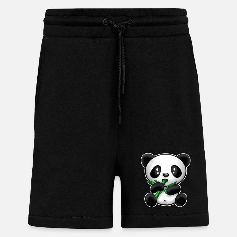 Panda mit Bambus - Shorts - made by SPREAD - SOLID BLACK
