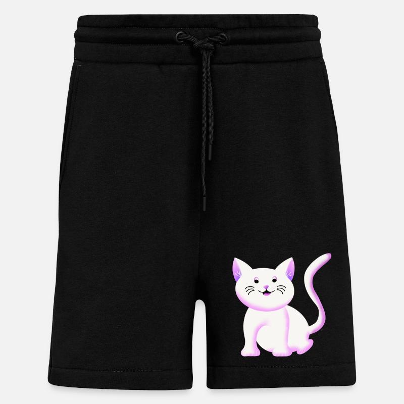 Chaton mignon | Chat | Cadeau - Short bio décontracté fabriqué en UE - SOLID BLACK