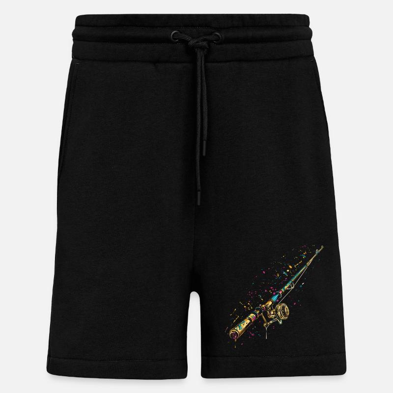Graffiti de canne à pêche - Short bio décontracté fabriqué en UE - SOLID BLACK