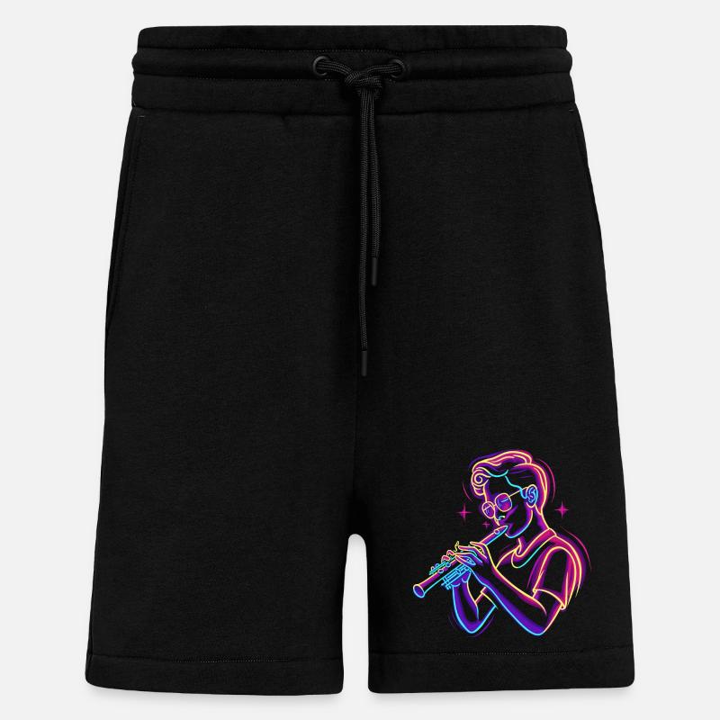 Flûte Garçon Graphique Synthwave - Short bio décontracté fabriqué en UE - SOLID BLACK