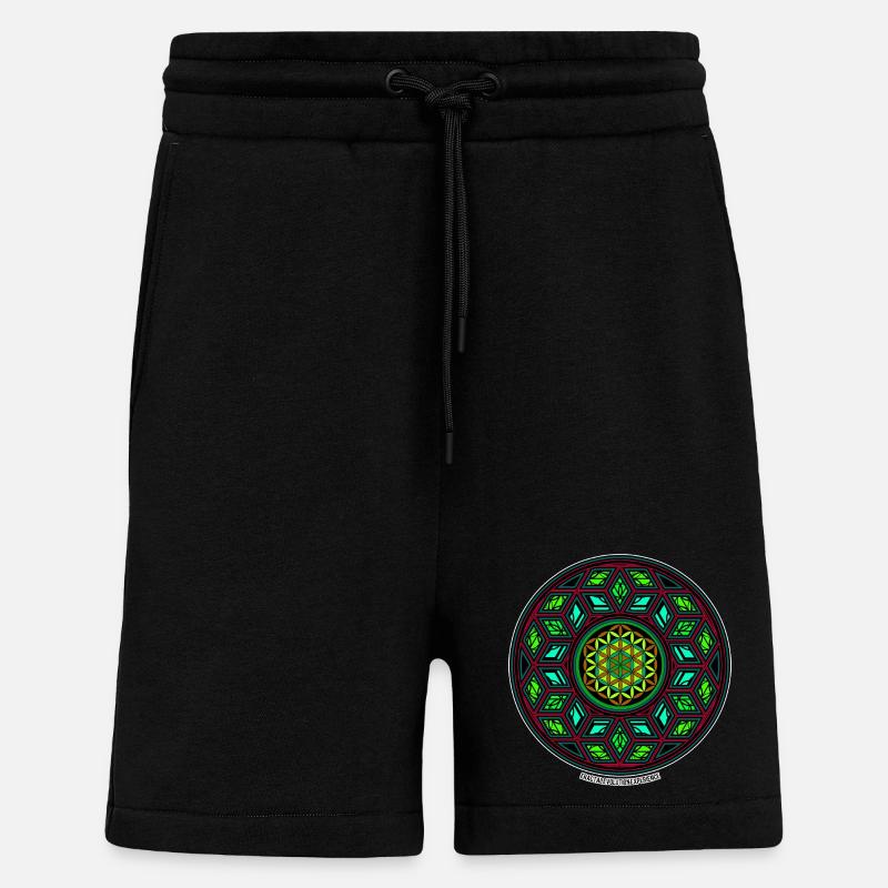 Fractal Evolution Kaleidoskop Mandala Muster Yoga - Shorts - made by SPREAD - SOLID BLACK