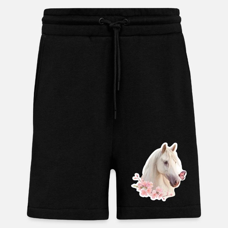 Cheval avec papillon - Short bio décontracté fabriqué en UE - SOLID BLACK