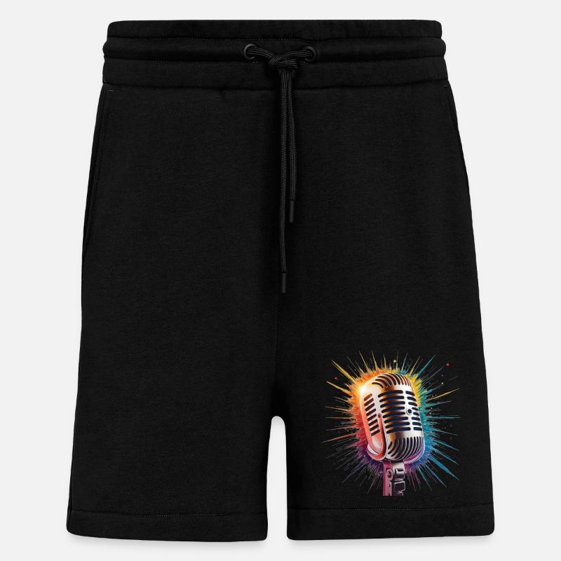 Mikrofon-Kunstdruck - Shorts - made by SPREAD - SOLID BLACK