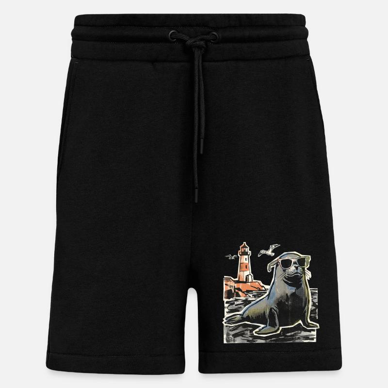 Seal Sea Coast Lighthouse - Shorts - made by SPREAD - SOLID BLACK