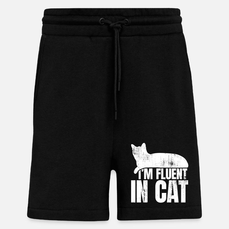 Je parle couramment chat - Short bio décontracté fabriqué en UE - SOLID BLACK