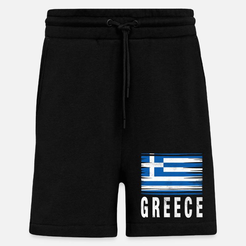 Brushstroke Flag Greece - Shorts - made by SPREAD - SOLID BLACK