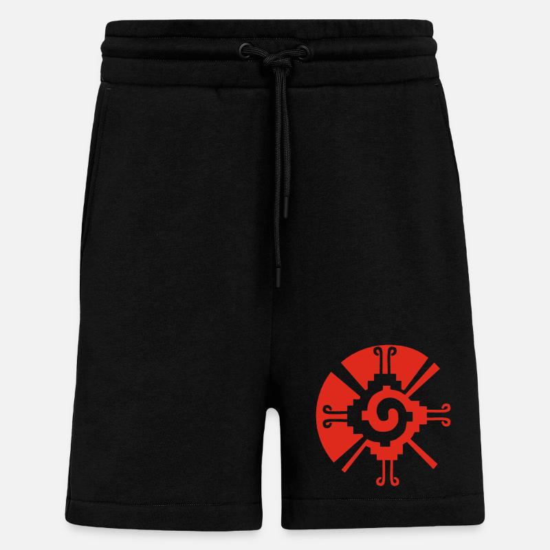 Solar Geometric Pattern (Red) - Shorts - made by SPREAD - SOLID BLACK