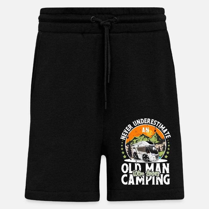 Camping Camper Campen - Short bio décontracté fabriqué en UE - SOLID BLACK